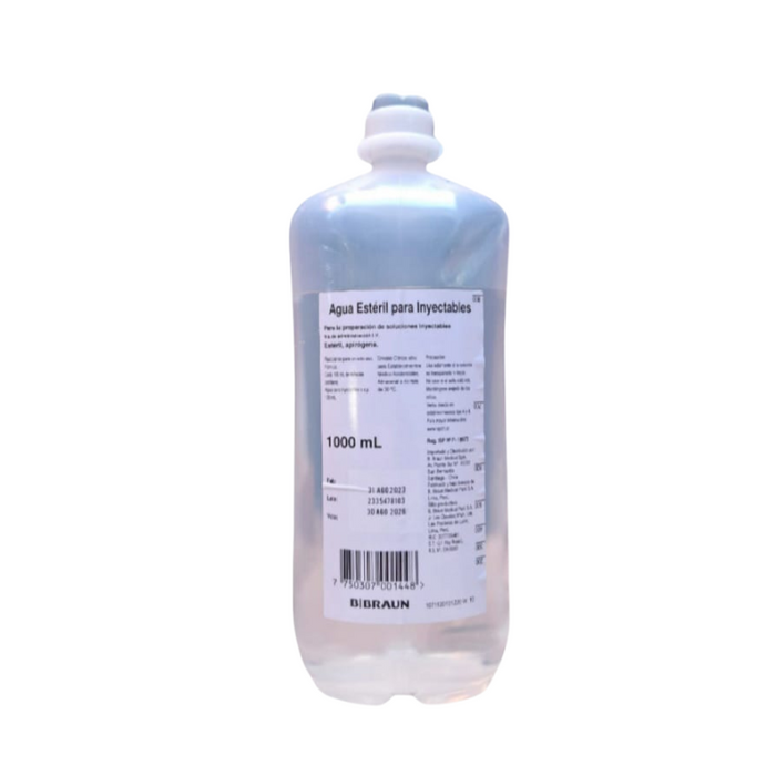 Agua Bidestilada Esteril para Inyectables 1000ml