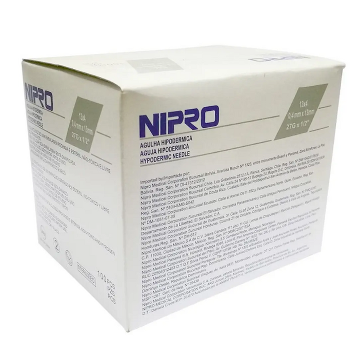 Caja Aguja Hipodérmica 27G x 1/2 -100 Unidades