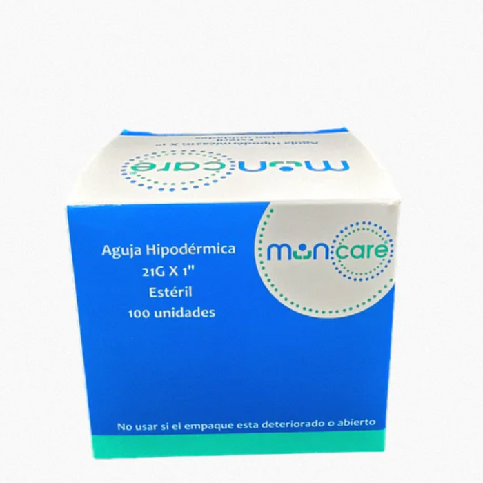 Caja Aguja Hipodérmica 21g x 1 1/2- 100 Unidades