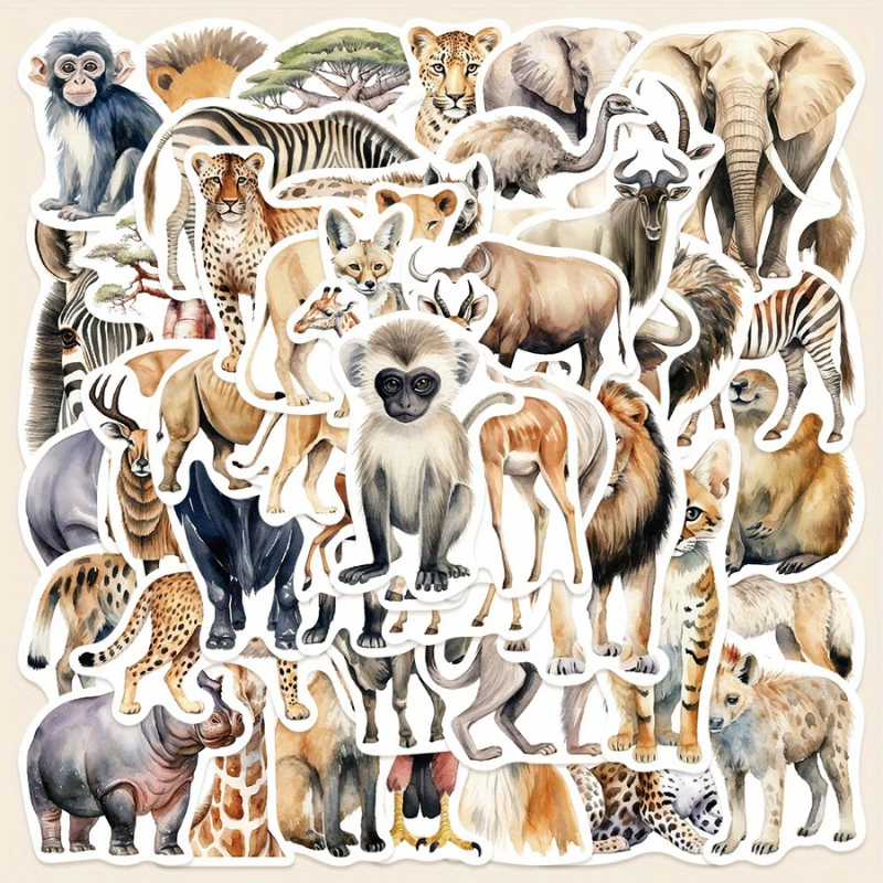 STICKER ANIMALES AFRICANOS BOLSA X 50 UNIDADES