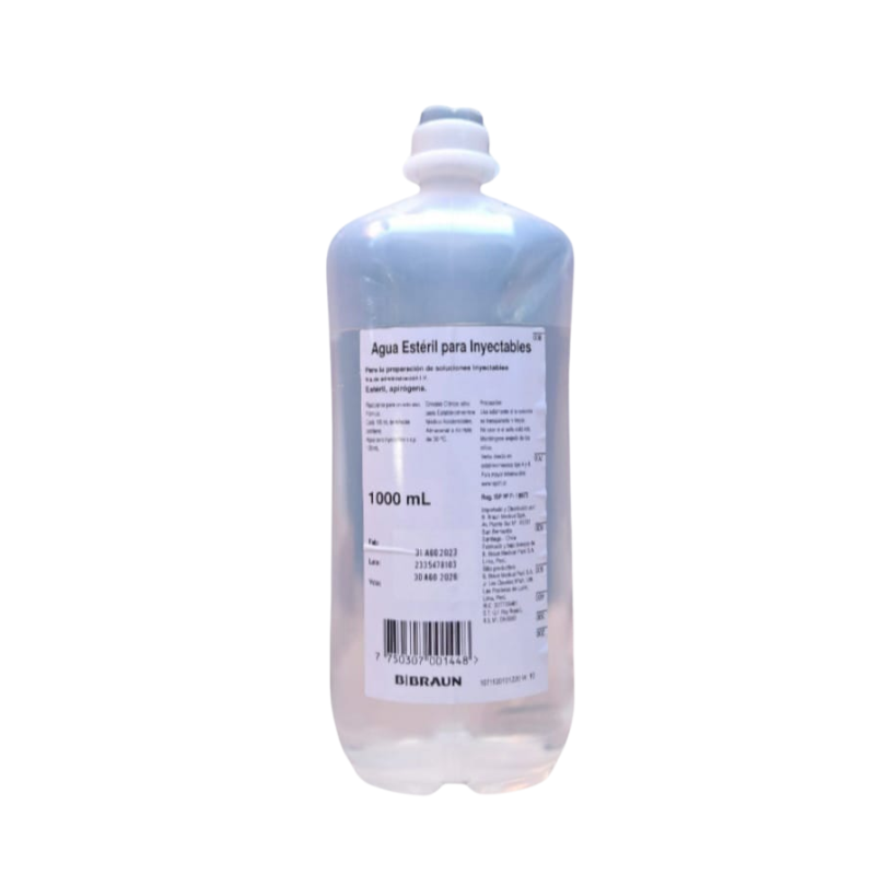 Agua Bidestilada Esteril para Inyectables 1000ml