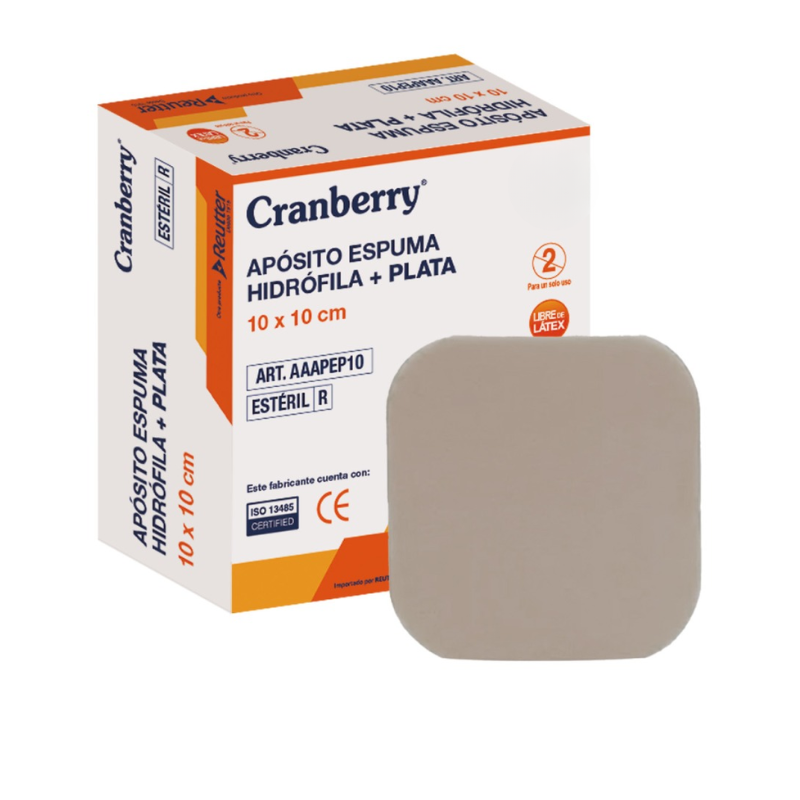 Apósito Espuma Hidrófila + Plata 10 x 10 cm