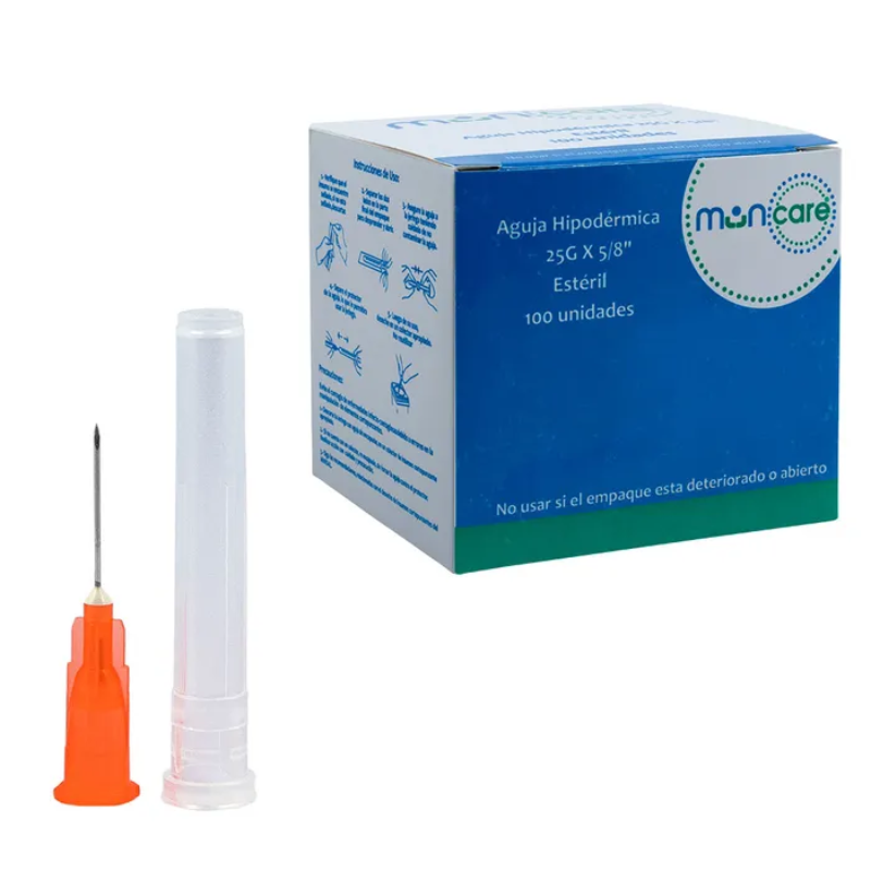 Caja Aguja Hipodérmica 25 g x 5/8- 100 Unidades