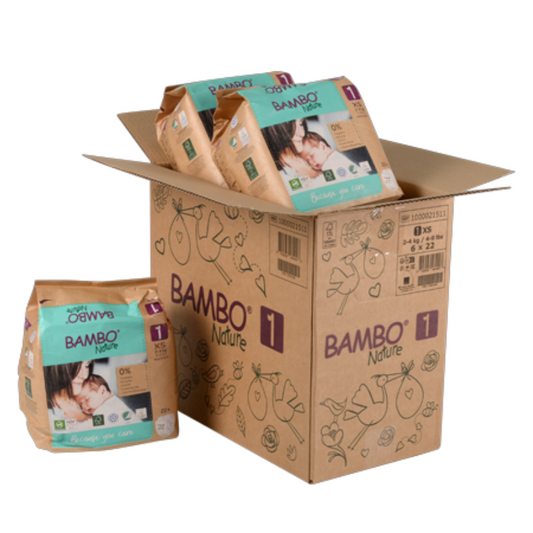 Caja Pañal Ecológico Bambo Nature Bebé 1 Talla XS, 2-4 Kg (132 Unid)