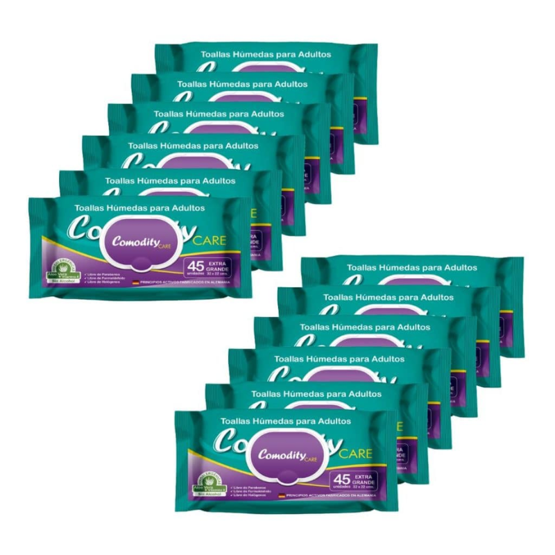 Comodity Extra Grande - Caja 12 Paquetes Toallas Húmedas 540 Unidades