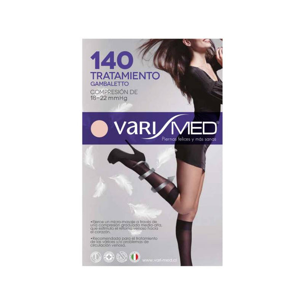 Media Corta 140 Con Fascia Antipressione – Compressione Forte 18/22 MmHg – Calza Elastica Naturale Taglia M