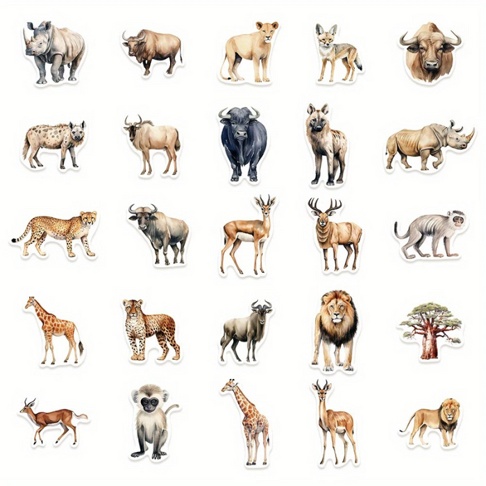 Sticker Animales Africanos Bolsa x 50 Unidades