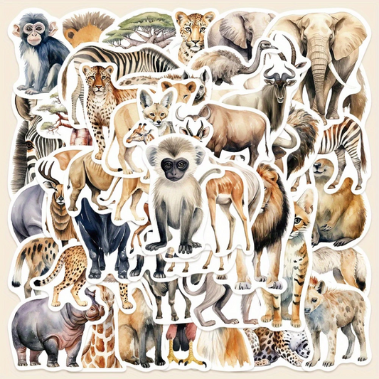 STICKER ANIMALES AFRICANOS BOLSA X 50 UNIDADES