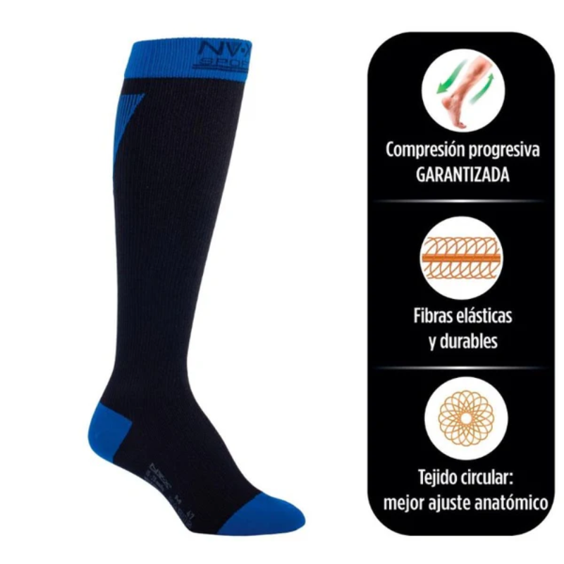 Calcetín Sport NV-X Bicolor  15-20 mmHg Negro/Azul Unisex