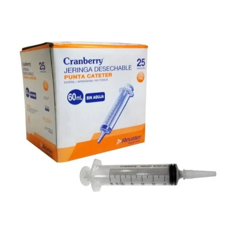 Caja Jeringa de Alimentación 60 ml Punta Catéter -Sin Aguja