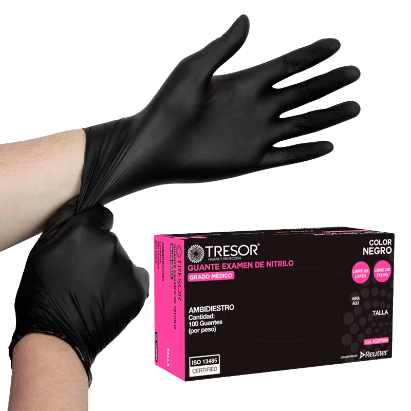 Guante Nitrilo Negro Sin Polvo