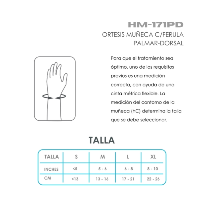 Ortesis de Muñeca con Férula Palmar-Dorsal Derecha