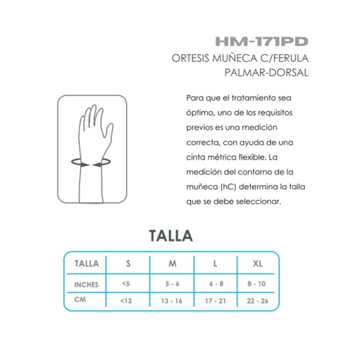 Ortesis de Muñeca con Férula Palmar Dorsal  Izquierda