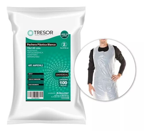 Pechera Plástica Larga  70x140 cm  Bolsa  por 100 Unidades